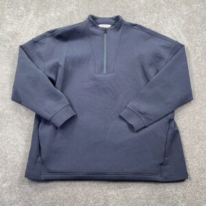 BR Standard Men's 1/4 Zip Up Pullover Sweatshirt Zipper Sleeves Size XL Gray